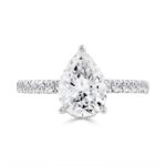 14K WHITE GOLD 1/2CT ROUND/PEAR DIAMOND LADIES RING (CENTER STONE PEAR DIAMOND 2CT) - Image 3