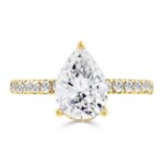 14K YELLOW GOLD 1/2CT ROUND/PEAR DIAMOND LADIES RING (CENTER STONE PEAR DIAMOND 2CT) - Image 3
