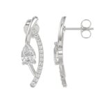 14K WHITE GOLD 1.00CT ROUND/PEAR DIAMOND LADIES EARRINGS - Image 2