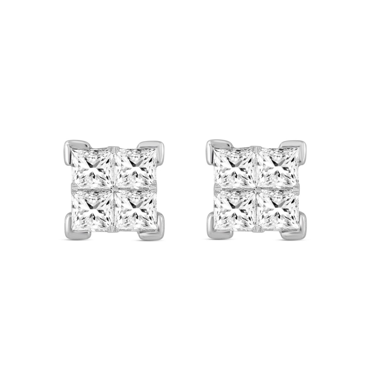 LADIES EARRINGS PRINCESS DIAMOND 10K WHITE GOLD 1 LADIES EARRINGS PRINCESS DIAMOND 10K WHITE GOLD - Image 1