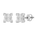 LADIES EARRINGS PRINCESS DIAMOND 10K WHITE GOLD - Image 3