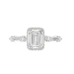 LADIES RING 3.50CT ROUND/MARQUISE/EMERALD DIAMOND 14K WHITE GOLD (CENTER STONE EMERALD DIAMOND 3.00CT) - Image 5