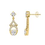 14K YELLOW GOLD 1.00CT ROUND/OVAL DIAMOND LADIES EARRING - Image 2
