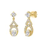 14K YELLOW GOLD 1.00CT ROUND/OVAL DIAMOND LADIES EARRING - Image 3