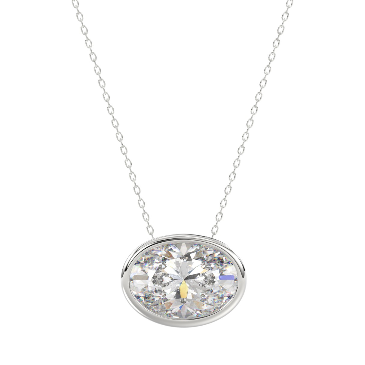 LADIES SOLITAIRE PENDANT 2CT OVAL DIAMOND 14K WHITE GOLD 1 LADIES SOLITAIRE PENDANT 2CT OVAL DIAMOND 14K WHITE GOLD - Image 1