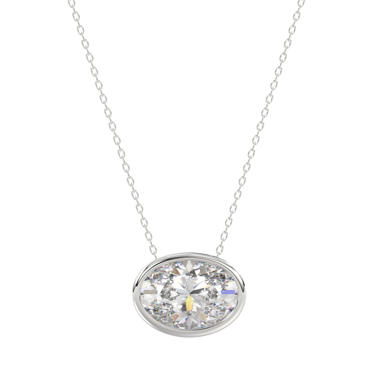 LADIES SOLITAIRE PENDANT 1CT OVAL DIAMOND 14K WHITE GOLD 1 LADIES SOLITAIRE PENDANT 1CT OVAL DIAMOND 14K WHITE GOLD - Image 1