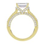 LADIES RING 3CT ROUND/EMERALD/BAGUETTE DIAMOND 14K YELLOW GOLD (CENTER STONE EMERALD DIAMOND 2.00CT) - Image 2