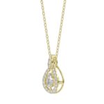 LADIES DANCING DIAMOND PENDANT WITH CHAIN 3/4CT ROUND DIAMOND 14K YELLOW GOLD (CENTER STONE PEAR DIAMOND 1/2CT) - Image 3