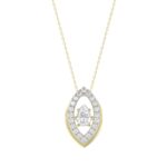 LADIES DANCING DIAMOND PENDANT WITH CHAIN 3/4CT ROUND/PEAR DIAMOND 14K YELLOW GOLD (CENTER STONE PEAR DIAMOND 1/2CT)