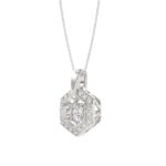 LADIES DANCING DIAMOND PENDANT WITH CHAIN 1/2CT ROUND DIAMOND 14K WHITE GOLD (CENTER STONE ROUND DIAMOND 1/3CT) - Image 3