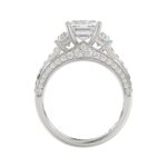 LADIES RING 4.00CT ROUND/EMERALD/BAGUETTE DIAMOND WHITE PLATINUM (CENTER STONE EMERALD DIAMOND 3CT) - Image 3