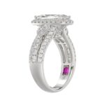 21K PLATINUM LADIES RING 3 1/2CT ROUND/PEAR/CUSHION/BAGUETTE DIAMOND (CENTER STONE CUSHION DIAMOND 2CT) - Image 2