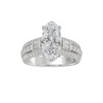 21K PLATINUM LADIES RING 4.00CT ROUND/OVAL/BAGUETTE DIAMOND (CENTER STONE OVAL DIAMOND 3CT)