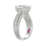 LADIES RING 4.00CT ROUND/OVAL/BAGUETTE DIAMOND WHITE PLATINUM (CENTER STONE OVAL DIAMOND 3CT) - Image 2