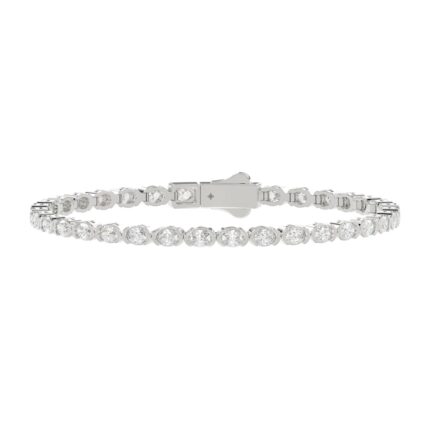 LADIES BRACELET 5.00CT OVAL DIAMOND 14K WHITE GOLD