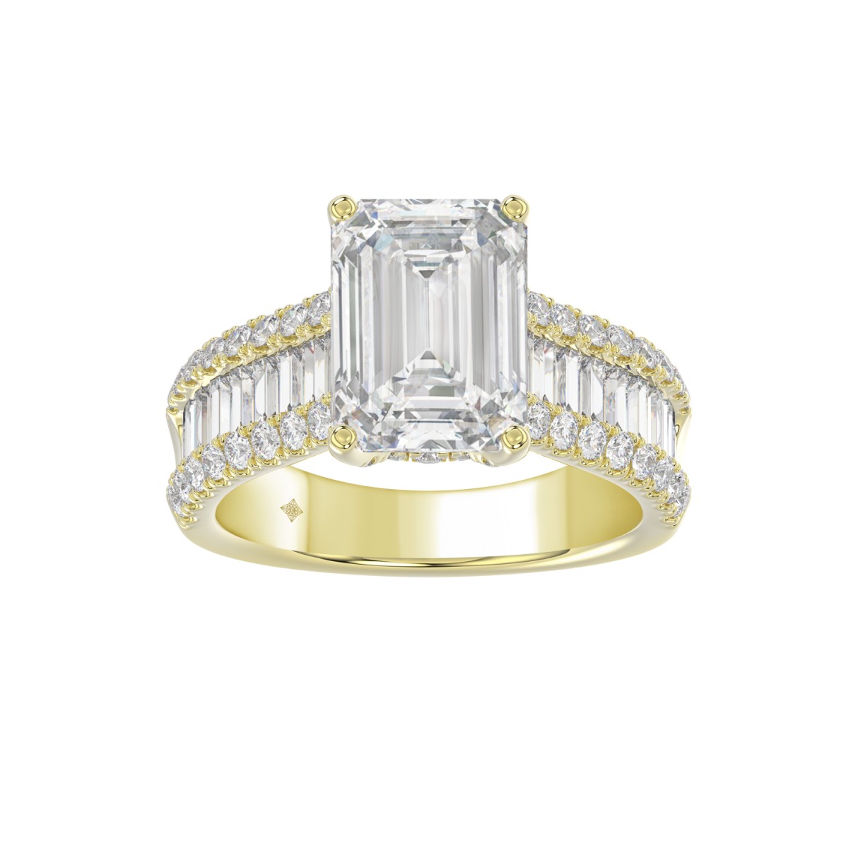 14K WHITE GOLD 1 1/4CT ROUND/BAGUETTE/RADIANT DIAMOND LADIES RING (CENTER STONE RADIANT DIAMOND 4CT) 1 14K WHITE GOLD 1 1/4CT ROUND/BAGUETTE/RADIANT DIAMOND LADIES RING (CENTER STONE RADIANT DIAMOND 4CT) - Image 1