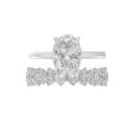 LADIES BRIDAL SET 4 1/2CT ROUND/OVAL DIAMOND 14K WHITE GOLD (CENTER STONE OVAL DIAMOND 3.00CT) - Image 5