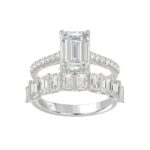 LADIES BRIDAL SET 5.00CT ROUND/EMERALD DIAMOND 14K WHITE GOLD (CENTER STONE EMERALD DIAMOND 3.00CT)