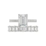 LADIES BRIDAL SET 5.00CT ROUND/EMERALD DIAMOND 14K WHITE GOLD (CENTER STONE EMERALD DIAMOND 3.00CT) - Image 5