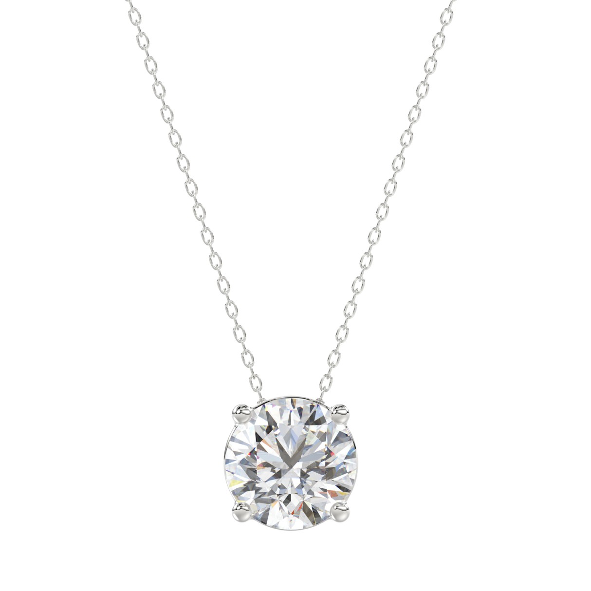 LADIES SOLITAIRE PENDANT WITH UNDER-PASS CHAIN 1 1/2CT ROUND DIAMOND 14K WHITE GOLD 1 LADIES SOLITAIRE PENDANT WITH UNDER-PASS CHAIN 1 1/2CT ROUND DIAMOND 14K WHITE GOLD - Image 1