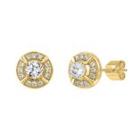 10K YELLOW GOLD 1.00CT ROUND DIAMOND LADIES EARRING - Image 3