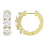 14K YELLOW GOLD 3.00CT ROUND DIAMOND HOOP EARRINGS - Image 2
