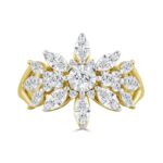 10K YELLOW GOLD 1 1/2CT ROUND/MARQUISE DIAMOND LADIES RING - Image 2