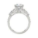 14K WHITE GOLD 4.00CT ROUND/CUSHION/TRAPEZOID/TAPER BAGUETTE DIAMOND LADIES RING - Image 2