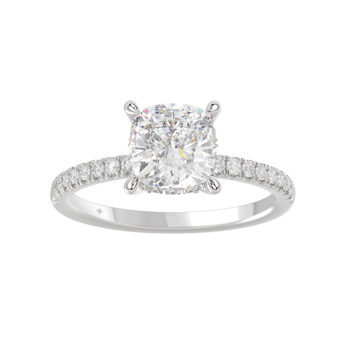 14K WHITE GOLD 2 1/4CT ROUND/CUSHION DIAMOND LADIES RING (CENTER STONE CUSHION DIAMOND 2CT) 1 14K WHITE GOLD 2 1/4CT ROUND/CUSHION DIAMOND LADIES RING (CENTER STONE CUSHION DIAMOND 2CT) - Image 1