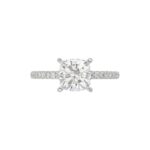 14K WHITE GOLD 2 1/4CT ROUND/CUSHION DIAMOND LADIES RING (CENTER STONE CUSHION DIAMOND 2CT) - Image 5