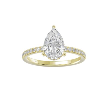 14K YELLOW GOLD 2 3/4CT ROUND/PEAR DIAMOND LADIES RING (CENTER STONE PEAR DIAMOND 2CT)