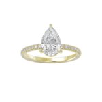 14K YELLOW GOLD 2 3/4CT ROUND/PEAR DIAMOND LADIES RING (CENTER STONE PEAR DIAMOND 2CT)