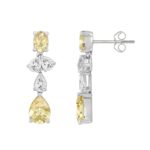 14K WHITE GOLD 3 1/2CT OVAL/PEAR DIAMOND LADIES EARRINGS (YELLOW PEAR DIAMOND 3/4CT/YELLOW OVAL DIAMOND 1/2CT) - Image 2