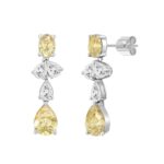 14K WHITE GOLD 3 1/2CT OVAL/PEAR DIAMOND LADIES EARRINGS (YELLOW PEAR DIAMOND 3/4CT/YELLOW OVAL DIAMOND 1/2CT) - Image 3
