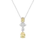14K WHITE/YELLOW GOLD 2.00CT PEAR/OVAL DIAMOND LADIES PENDANT WITH CHAIN (PEAR PINK 1.00CT/OVAL DIAMOND 1/2CT)