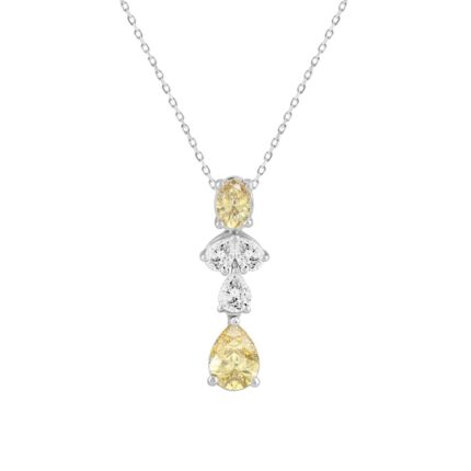 14K WHITE/YELLOW GOLD 2.00CT PEAR/OVAL DIAMOND LADIES PENDANT WITH CHAIN (PEAR PINK 1.00CT/OVAL DIAMOND 1/2CT)