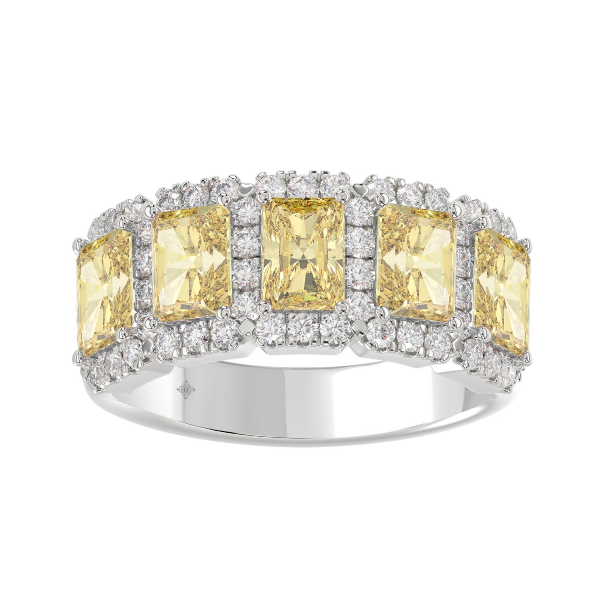 14K WHITE GOLD 3.00CT ROUND/RADIANT YELLOW DIAMOND LADIES RING 1 14K WHITE GOLD 3.00CT ROUND/RADIANT YELLOW DIAMOND LADIES RING - Image 1
