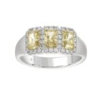 14K WHITE GOLD 1 3/4CT ROUND/RADIANT YELLOW DIAMOND LADIES RING