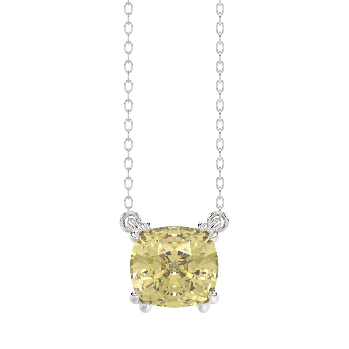 14K WHITE GOLD 1.00CT CUSHION YELLOW DIAMOND LADIES PENDANT 1 14K WHITE GOLD 1.00CT CUSHION YELLOW DIAMOND LADIES PENDANT - Image 1