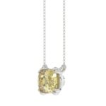 14K WHITE GOLD 1.00CT CUSHION YELLOW DIAMOND LADIES PENDANT - Image 3