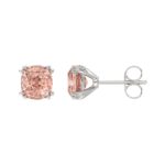 ETERNAL BLUSH COLLECTION 14K WHITE GOLD 2.00CT PINK CUSHION DIAMOND LADIES EARRINGS - Image 2