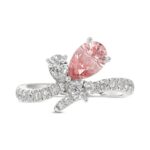 14K WHITE GOLD 1 3/4CT ROUND/PEAR/PINK PEAR DIAMOND LADIES RING (CENTER STONE PEAR DIAMOND 1.00CT) - Image 5