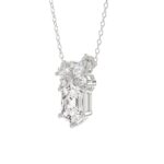 14K WHITE GOLD 1.00CT ROUND/MARQUISE/PEAR/LONG HEXAGON STEP CUT LADIES NECKLACE - Image 3