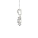 14K WHITE GOLD 1.00CT ROUND/BAGUETTE/HEZAGON STEP CUT DIAMOND LADIES PENDANT - Image 2