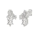 14K WHITE GOLD 1 1/2CT ROUND/MARQUISE/PEAR/HEXAGON STEP CUT LADIES EARRINGS - Image 3