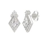 14K WHITE GOLD 1 1/4CT ROUND/KITE STEP CUT DIAMOND LADIES EARRINGS - Image 3