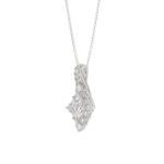 14K WHITE GOLD 1.00CT ROUND/BAGUETTE/KITE STEP CUT DIAMOND LADIES PENDANT - Image 3