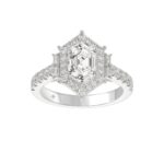 14K WHITE GOLD 2 1/4CT ROUND/BAGUETTE/HEXAGON DIAMOND LADIES RING