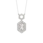 14K WHITE GOLD  1 1/2CT ROUND/HEZAGON DIAMOND STEP CUT DIAMOND LADIES PENDANT