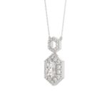 14K WHITE GOLD  1 1/2CT ROUND/HEZAGON DIAMOND STEP CUT DIAMOND LADIES PENDANT - Image 3